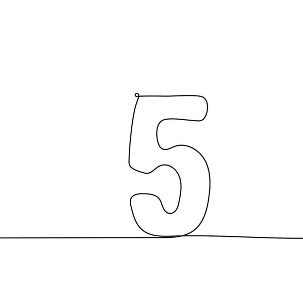 Número Dibujado Mano Con Línea Continua Vector Icono Cinco Estilo — Archivo Imágenes Vectoriales