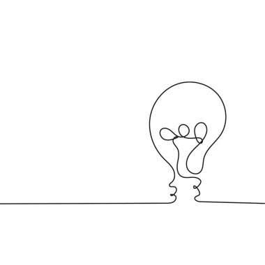 Vektör elektrik ampul simgesi taslak şeklinde. Devamlı çizgi, düzenlenebilir çizgi.