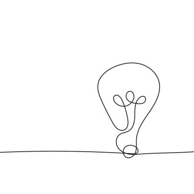 Vector electric light bulb icon in sketch style. Continuous line, editable contour. clipart