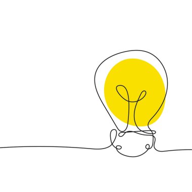 Vektör elektrik ampul simgesi taslak şeklinde. Devamlı çizgi, düzenlenebilir çizgi.