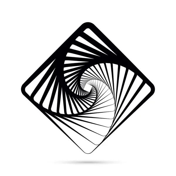 Wektorowa Ikona Rombu Wirującego Spiralnym Czarnym Kolorze Kształt Geometryczny Prostokąta Wektor Stockowy