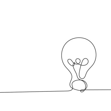 Vektör elektrik ampul simgesi taslak şeklinde. Devamlı çizgi, düzenlenebilir çizgi.