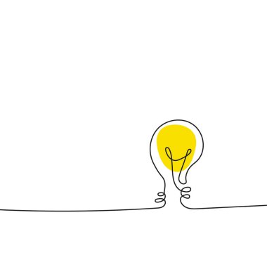 Vektör elektrik ampul simgesi taslak şeklinde. Devamlı çizgi, düzenlenebilir çizgi.