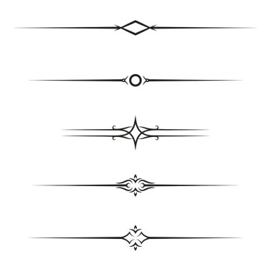Bölücüler izole set vektör. Geometrik yatay vintage Çizgi Kenarlık ve metin tasarım öğesi. Dekoratif sayfa kurallar topluluğu. Ayrılık metni seçin.