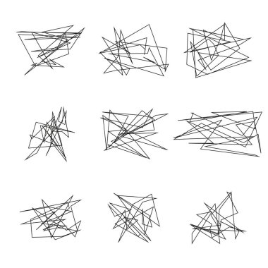 Karalamalar düzensiz. El çizimi çılgın karmakarışık karalama demeti. Beyaz arkaplanda vektör simgesi izole edildi.