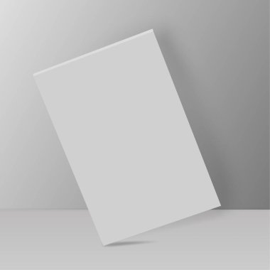 Gri arka planda boş bir defter. Vektör gerçekçi broşür, broşür, broşür, broşür, broşür veya dergi hazırlıyor.