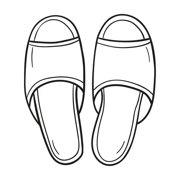 Icona Vettoriale Pantofole Casa Coppia Scarpe Sfondo Bianco Disegnate Mano Vettoriale Stock