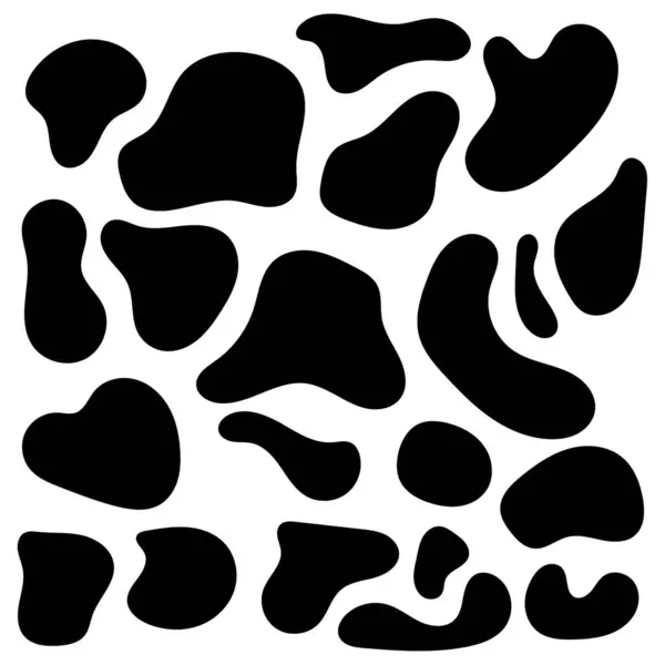 ランダムな有機的な形 抽象的なドロップ ブロック インクブロック 液体のベクトルセット 流体の滑らかな形 ビー玉と石のシルエット さまざまな不規則な形状の斑点やスポットのコレクション ロイヤリティフリーのストックイラスト