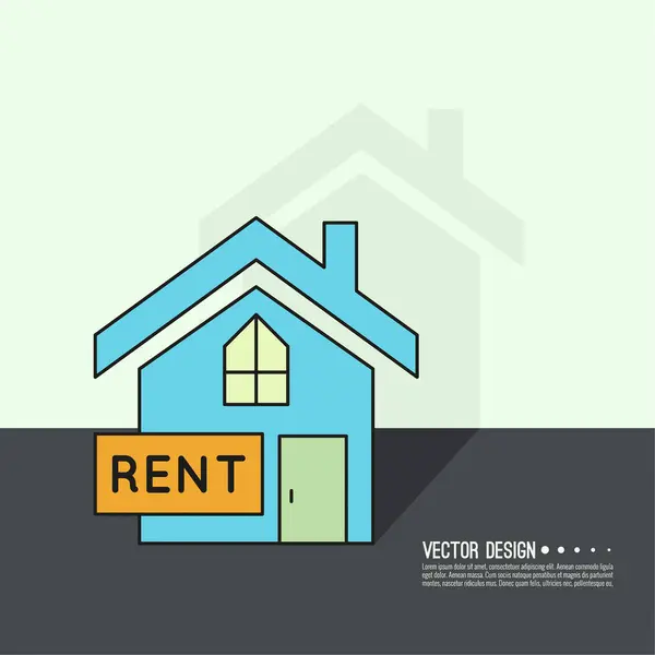 房子的矢量图标 带有租金标志 地产代理概念 免版税图库矢量图片
