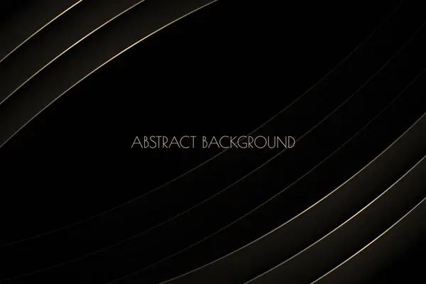 Vector Abstract Black Premium Background Curved Golden Stripes Lines Modern Stock Illustration