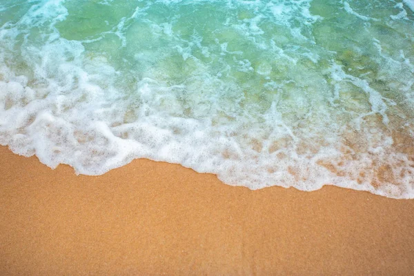 Soft Wave Blue Ocean Selective Focus Sandy Beach Sandy Beach — Stock Photo, Image