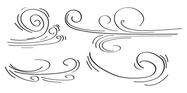 Дудл Вітерний Удар Порив Дизайну Ізольовані Білому Тлі Векторна Ілюстрація — стоковий вектор