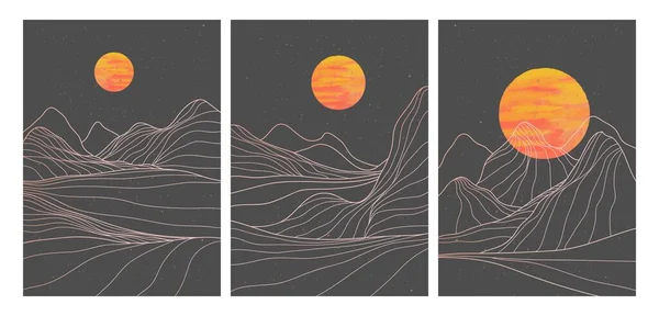 Egy Sor Kreatív Minimalista Modern Line Art Print Absztrakt Hegyi — Stock Vector
