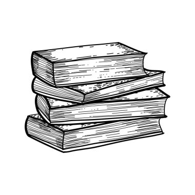 Karalama kitap yığını. El çizimi stili. Beyaz arka planda izole edilmiş. vektör illüstrasyonu