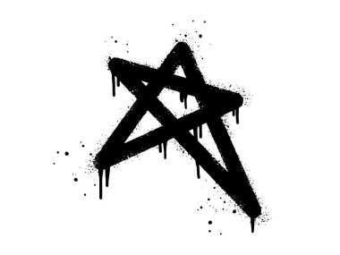 Spray painted graffiti Star sign in black over white. Star drip symbol.  isolated on white background. vector illustration