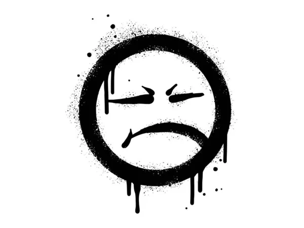 Anggry Face Emoticon Character Spray Painted Graffiti Anger Face Black —  Vetores de Stock