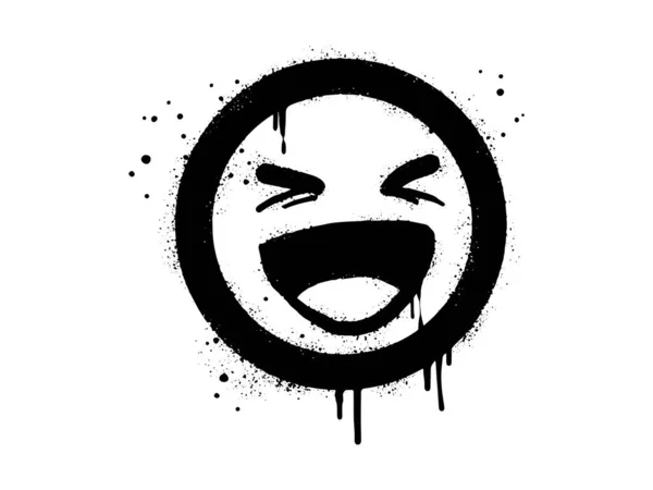 Smiling Face Emoticon Character Spray Painted Graffiti Smile Face Black — Vetor de Stock