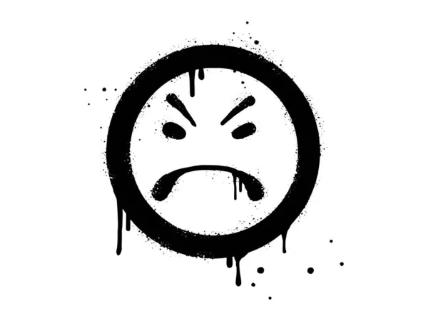 Wütend Gesicht Emoticon Charakter Spray Gemalte Graffiti Wut Gesicht Schwarz — Stockvektor