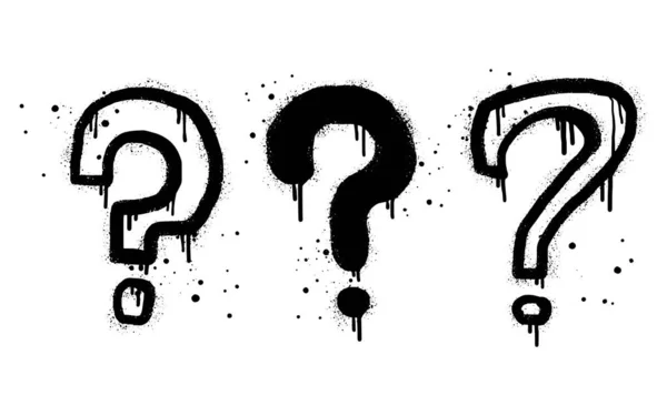 stock vector Set of Spray painted graffiti question marks in black over white. question drip symbol.  isolated on white background. vector illustration