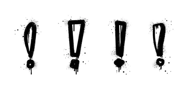 スプレーは白の上に黒で落書きの感嘆符を描いた 危険警報シンボル 白地に隔離されてる ベクターイラスト — ストックベクタ