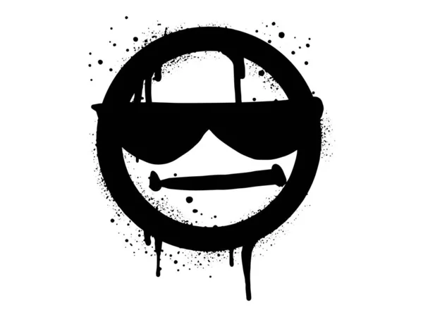 Smiling Face Emoji Character Spray Painted Graffiti Smile Face Black — Archivo Imágenes Vectoriales