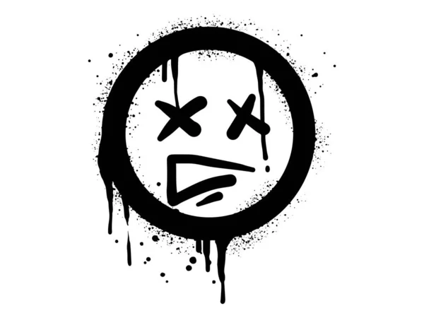 Anggry Face Emoticon Character Spray Painted Graffiti Anger Face Black — Vetor de Stock