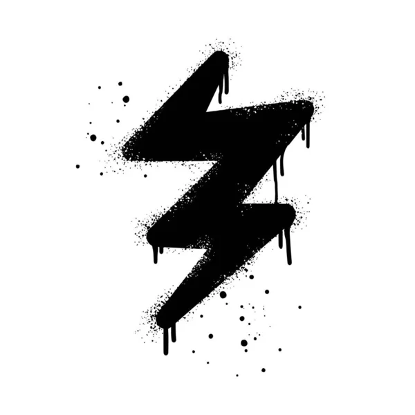 Spray Painted Graffiti Electric Lightning Flash Lightning Bolt Black White — Stock Vector