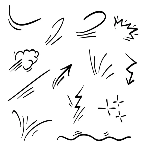 Doodle Set Cartoon Expressions Effects Hand Drawn Emoticon Effects Design — Stock Vector