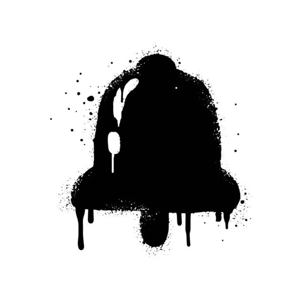 Спрей Рисовал Граффити Иконой Колокола Черным Белом Изолированы Белом Фоне — стоковый вектор