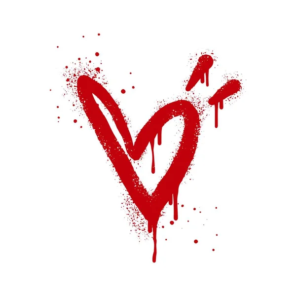 Pulverizar Sinal Coração Grafite Pintado Vermelho Sobre Branco Símbolo Coração — Vetor de Stock