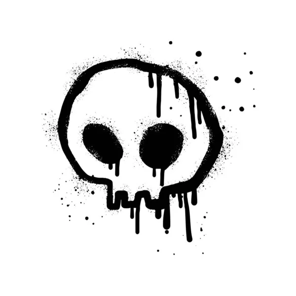 スプレー白の上に黒で落書きの頭蓋骨を描いた 頭蓋骨の頭記号 白地に隔離されてる ベクターイラスト — ストックベクタ