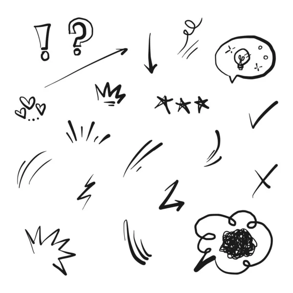 Doodle Definir Efeitos Expressões Desenhos Animados Efeitos Emoticon Desenhados Mão —  Vetores de Stock
