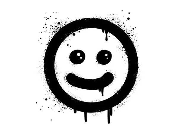Rosto Sorridente Personagem Emoji Pulverizar Pintado Graffiti Sorriso Rosto Preto —  Vetores de Stock