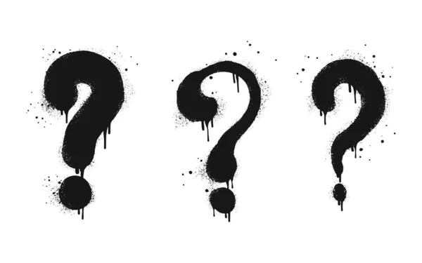 Stock vector Set of Spray painted graffiti question marks in black over white. question drip symbol.  isolated on white background. vector illustration