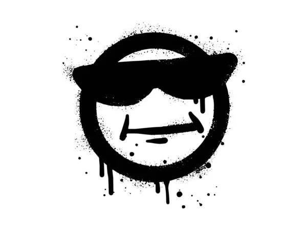 Smiling Face Emoticon Character Sunglasses Spray Painted Graffiti Smile Face — Archivo Imágenes Vectoriales