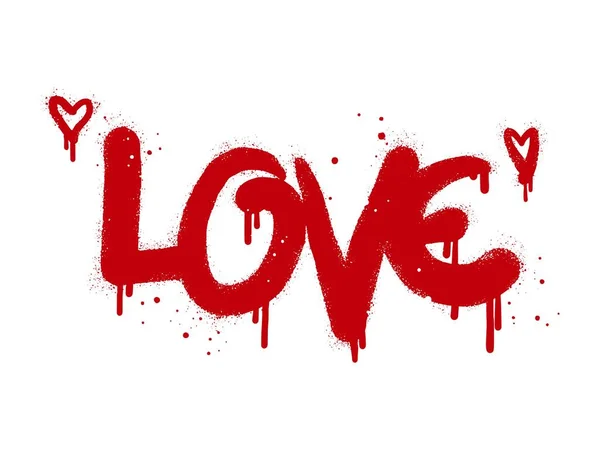 Спрей Пофарбований Графіті Любовне Слово Чорним Над Білим Краплі Розбризкованих — стоковий вектор