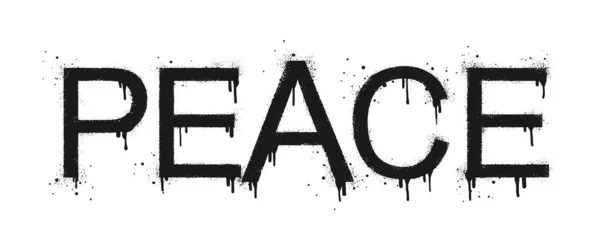 Spray Painted Graffiti Peace Word Black White Drops Sprayed Peace — Stockvector