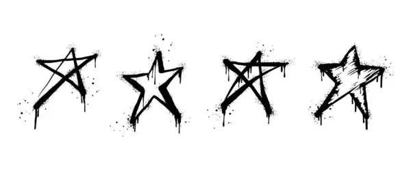 Spray Painted Graffiti Star Sign Black White Star Drip Symbol — Stockvector
