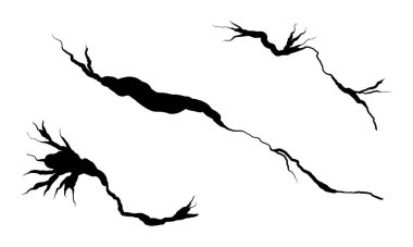 El çizimi çatlak duvar, zemin, cam, yumurta. Karalama molası seti. vektör illüstrasyonu