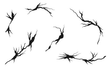 El çizimi çatlak duvar, zemin, cam, yumurta. Karalama molası seti. vektör illüstrasyonu