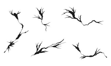 El çizimi çatlak duvar, zemin, cam, yumurta. Karalama molası seti. vektör illüstrasyonu