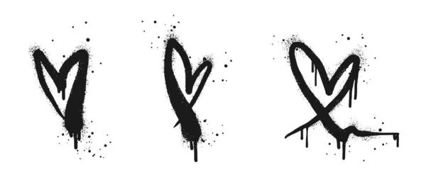 Спрей Пофарбований Графіті Знак Серця Чорним Над Білим Любов Серця — стоковий вектор