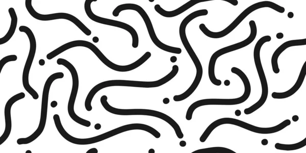 Zwarte Lijnen Doodle Naadloze Patroon Achtergrond Creatieve Minimalistische Moderne Lijn — Stockvector