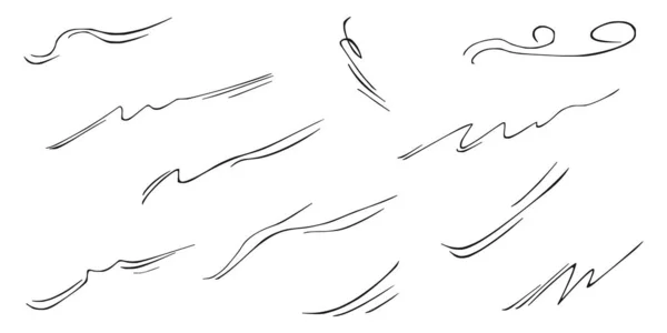 Coup Vent Doodle Conception Rafale Isolé Sur Fond Blanc Illustration — Image vectorielle