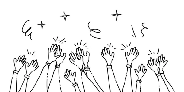 Hand Drawn Hands Clapping Ovation Applause Hands Gesture Doodle Style — Stock Vector