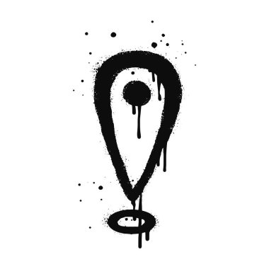 Sprey boyalı grafiti GPS simgesi. İşaret haritası. Beyaz arka planda izole edilmiş. vektör illüstrasyonu