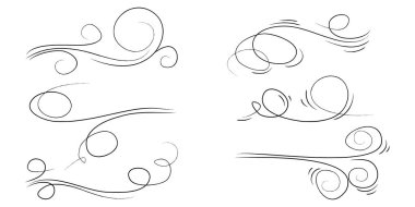 Karalama rüzgarı esintisi, beyaz arka planda izole edilmiş fırtına tasarımı. vektör el çizimi resimleme