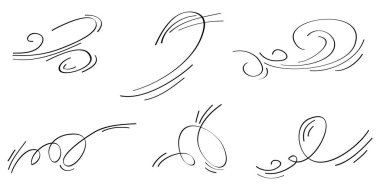 Karalama rüzgarı esintisi, beyaz arka planda izole edilmiş fırtına tasarımı. vektör el çizimi resimleme