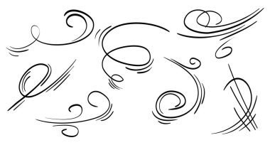 Karalama rüzgarı esintisi, beyaz arka planda izole edilmiş fırtına tasarımı. vektör el çizimi resimleme