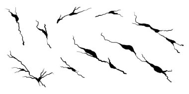 El çizimi çatlak duvar, zemin, cam, yumurta. Karalama molası seti. vektör illüstrasyonu